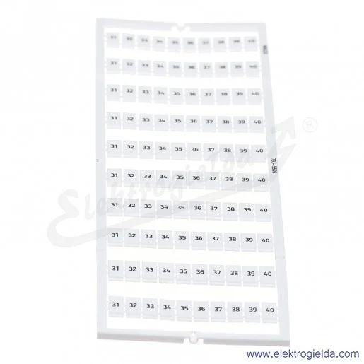 793-5505 31...40 (x10), nadruk poziomy, szerokość 5-5,2mm do złączek 2002-xxxx Tabliczka z oznacznikami WMB 793-5505 31...40 (x10), nadruk poziomy, szerokość 5-5,2mm do złączek 2002-xxxx Tabliczka z oznacznikami WMB