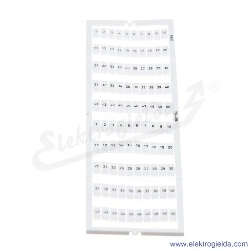 793-4566 1...50 (x2), nadruk poziomy, szerokość 4-4,2mm do złączek 2001-xxxx Tabliczka z oznacznikami WMB 793-4566 1...50 (x2), nadruk poziomy, szerokość 4-4,2mm do złączek 2001-xxxx Tabliczka z oznacznikami WMB