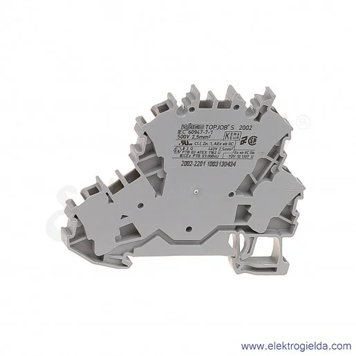 Złączka sprężynowa  2002-2201 2,5mm2 dwu piętrowa L/L 2-przewodowa,  szara TopJob S Złączka sprężynowa  2002-2201 2,5mm2 dwu piętrowa L/L 2-przewodowa,  szara TopJob S