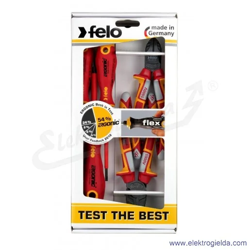 Zestaw narzędziowy FL41395199 413 951 99 felo ERGONIC VDE 4,0/PH1/PH2/obcinaczki/kombinerki/magnetyzer Zestaw narzędziowy FL41395199 413 951 99 felo ERGONIC VDE 4,0/PH1/PH2/obcinaczki/kombinerki/magnetyzer