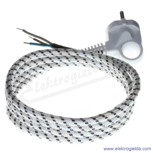 Przewód przyłączeniowy T-07279 S-3 2m 3X0,75 bawełna sznur przyłączeniowy z wtyczką kątową Przewód przyłączeniowy T-07279 S-3 2m 3X0,75 bawełna sznur przyłączeniowy z wtyczką kątową