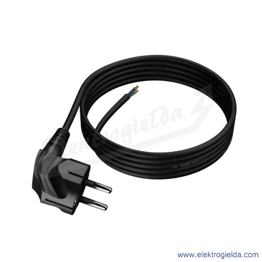 Przewód przyłączeniowy W-97170 S-3 3m 3X1 z wtyczką, czarny Przewód przyłączeniowy W-97170 S-3 3m 3X1 z wtyczką, czarny