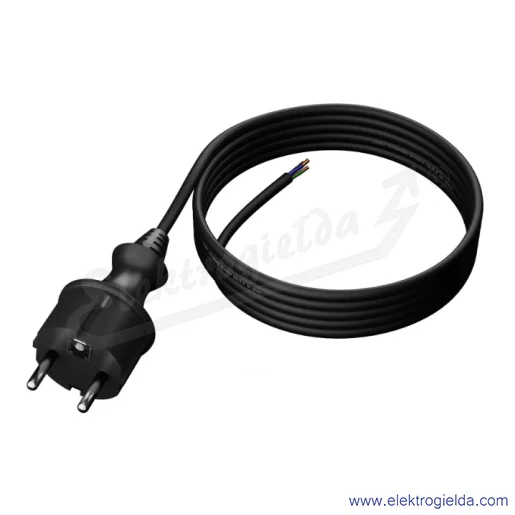 Kabel przyłączeniowy W-97266 S3 OW 3X1mm 3m czarny guma sznur przyłączeniowy z wtyczką Kabel przyłączeniowy W-97266 S3 OW 3X1mm 3m czarny guma sznur przyłączeniowy z wtyczką