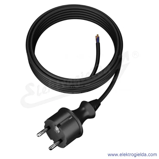 Kabel przyłączeniowy W-97269 S3 OW 3X1mm 5m guma sznur przyłączeniowy z wtyczką Kabel przyłączeniowy W-97269 S3 OW 3X1mm 5m guma sznur przyłączeniowy z wtyczką