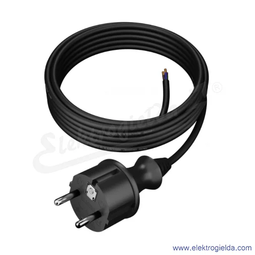 Kabel przyłączeniowy W-97269 S3 OW 3X1mm 5m guma sznur przyłączeniowy z wtyczką Kabel przyłączeniowy W-97269 S3 OW 3X1mm 5m guma sznur przyłączeniowy z wtyczką