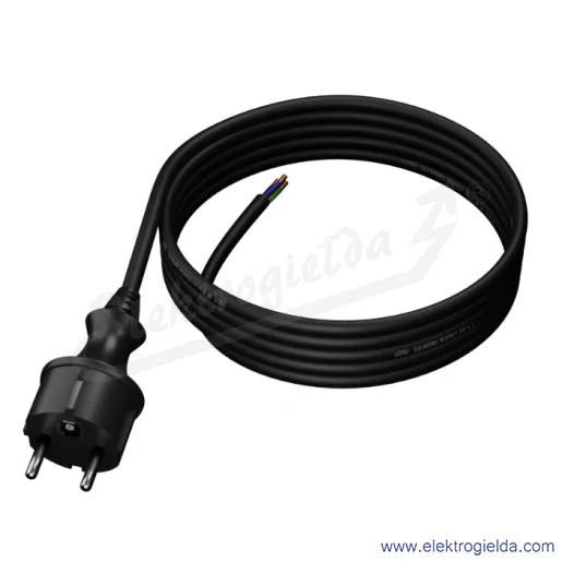 Kabel przyłączeniowy W-97271 S3 OW 3X1,5mm czarny 3m guma sznur przyłączeniowy z wtyczką Kabel przyłączeniowy W-97271 S3 OW 3X1,5mm czarny 3m guma sznur przyłączeniowy z wtyczką