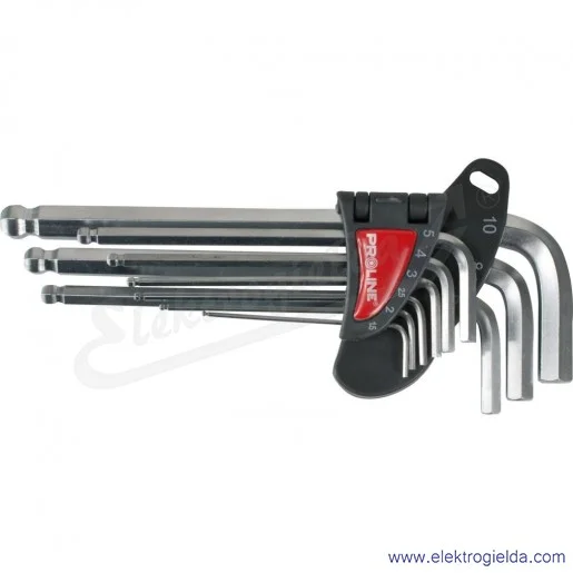 Zestaw imbusów PROLINE 48329 9 sztuk z kulką 1,5-10mm Zestaw imbusów PROLINE 48329 9 sztuk z kulką 1,5-10mm