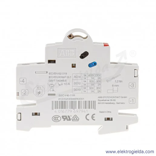 Styk pomocniczy S2C-H6-11R montaż boczny 1NO/1NC Styk pomocniczy S2C-H6-11R montaż boczny 1NO/1NC