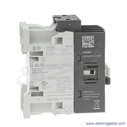 Stycznik 1SBL177501R1100 AF16-22-00-11 napięcie sterujące cewki 24-60V50/60HZ 20-60VDC, 2NO2NC, 7.5kW, 30A Stycznik 1SBL177501R1100 AF16-22-00-11 napięcie sterujące cewki 24-60V50/60HZ 20-60VDC, 2NO2NC, 7.5kW, 30A