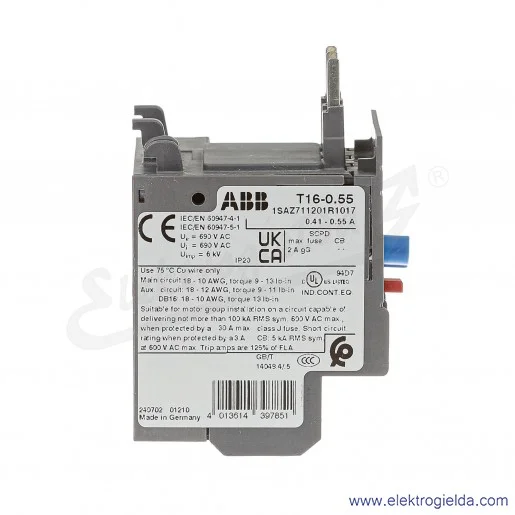 Przekaźnik termiczny T16-0.55 0.41-0.55 A Przekaźnik termiczny T16-0.55 0.41-0.55 A