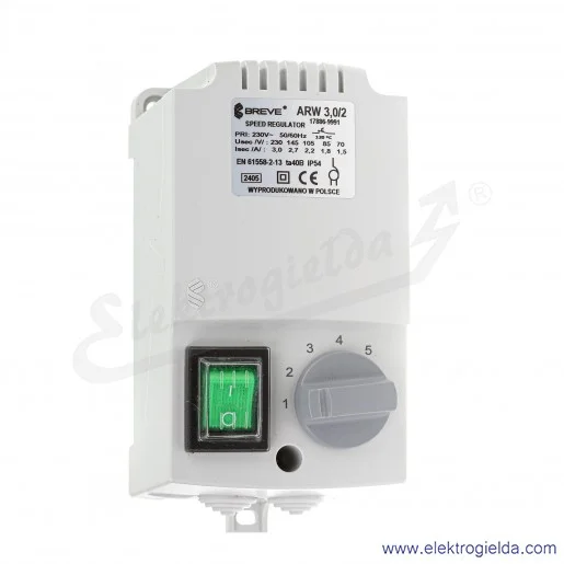Regulator autotransformatorowy ARW 3.0/2 - 3A 230VAC, 5-stopniowa regulacja  Regulator autotransformatorowy ARW 3.0/2 - 3A 230VAC, 5-stopniowa regulacja