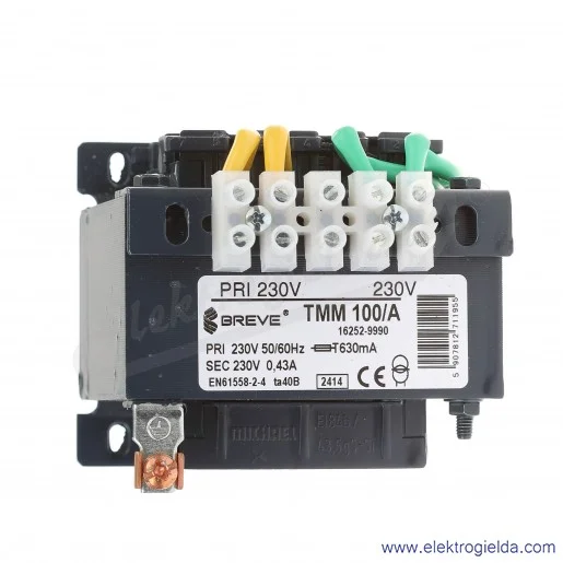 Transformator separacyjny jednofazowy otwarty TMM100 230/230V Transformator separacyjny jednofazowy otwarty TMM100 230/230V