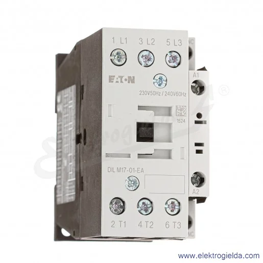 Stycznik mocy 189911 DILM17-01-EA (230V50HZ,240V60HZ) 3P+1NC 7,5kW 17A 230VAC Stycznik mocy 189911 DILM17-01-EA (230V50HZ,240V60HZ) 3P+1NC 7,5kW 17A 230VAC