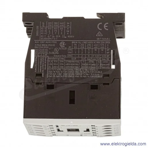 Stycznik DILM15-10-EA(24VDC) 3P+1NO 7,5kW 15A Us 24VDC Stycznik DILM15-10-EA(24VDC) 3P+1NO 7,5kW 15A Us 24VDC