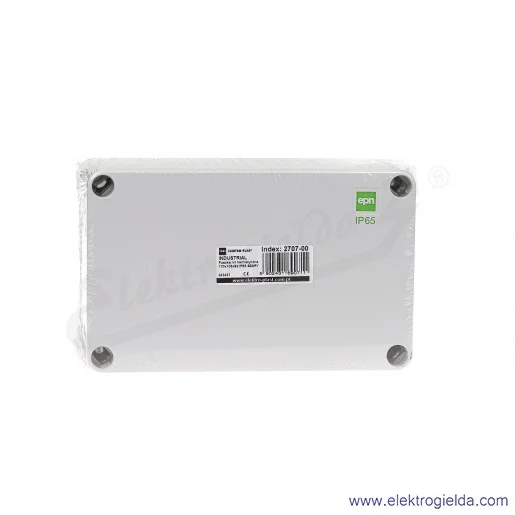 Puszka natynkowa 2707-00, 170x105x82mm, szara RAL7035, wew. wymiary 164X99X67mm, IP65 Puszka natynkowa 2707-00, 170x105x82mm, szara RAL7035, wew. wymiary 164X99X67mm, IP65