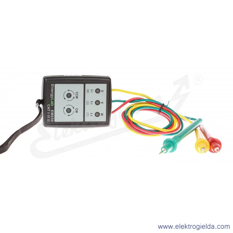 Tester kolejności faz 111565 EM850 200...480VAC normy PN-EN61010-1 CAT II 600V EnergyLab Tester kolejności faz 111565 EM850 200...480VAC normy PN-EN61010-1 CAT II 600V EnergyLab