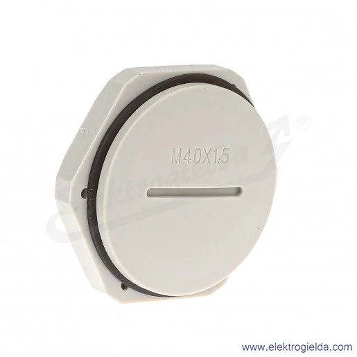 Zaślepka z tworzywa E03DK-02110400601 DZ2 40M, M40x1.5, szara z nakrętką i uszczelką Zaślepka z tworzywa E03DK-02110400601 DZ2 40M, M40x1.5, szara z nakrętką i uszczelką
