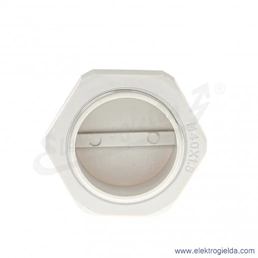 Zaślepka z tworzywa E03DK-02110400601 DZ2 40M, M40x1.5, szara z nakrętką i uszczelką Zaślepka z tworzywa E03DK-02110400601 DZ2 40M, M40x1.5, szara z nakrętką i uszczelką