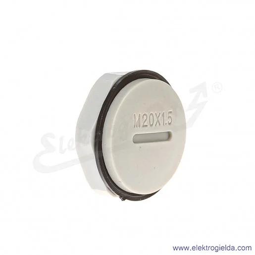 Zaślepka z tworzywa E03DK-02110400301 DZ2 20M M20x1.5, szara z nakrętką i uszczelką Zaślepka z tworzywa E03DK-02110400301 DZ2 20M M20x1.5, szara z nakrętką i uszczelką