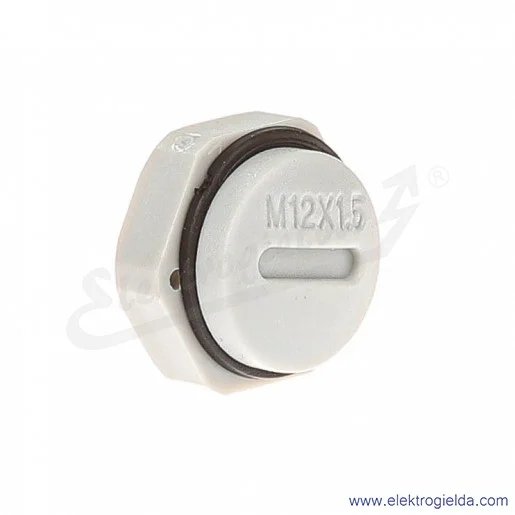 Zaślepka z tworzywa E03DK-02110400103 DZ2 12M, M12x1.5, szara z nakrętką i uszczelką Zaślepka z tworzywa E03DK-02110400103 DZ2 12M, M12x1.5, szara z nakrętką i uszczelką