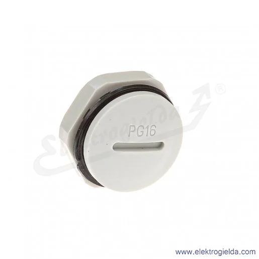 Zaślepka z tworzywa E03DK-02110300503 DZ2 16, PG16, szara z nakrętką i uszczelką Zaślepka z tworzywa E03DK-02110300503 DZ2 16, PG16, szara z nakrętką i uszczelką