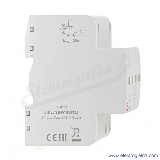 Ogranicznik przepięć 002440264, PV typ I, 1000VDC, 12.5kA Ogranicznik przepięć 002440264, PV typ I, 1000VDC, 12.5kA