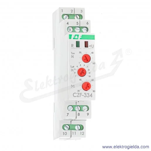 Przekaźnik kontroli faz CZF-334 TRMS z regulowanym progiem asymetrii 20..80V, zasilanie 3x400V,  styki separowane 2NO2NC, True R Przekaźnik kontroli faz CZF-334 TRMS z regulowanym progiem asymetrii 20..80V, zasilanie 3x400V,  styki separowane 2NO2NC, True R