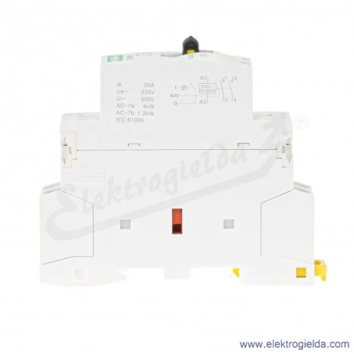 Stycznik modułowy ST25-20-M ze sterowaniem ręcznym, styki 2NO, I 25A, napięcie cewki 230VAC, 1 moduł Stycznik modułowy ST25-20-M ze sterowaniem ręcznym, styki 2NO, I 25A, napięcie cewki 230VAC, 1 moduł