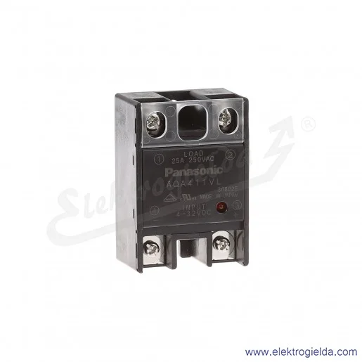 Przekaźnik półprzewodnikowy AQA421VL 25A, Us: 4-32VDC, Uwy: 75...250V AC, LED SSR Przekaźnik półprzewodnikowy AQA421VL 25A, Us: 4-32VDC, Uwy: 75...250V AC, LED SSR