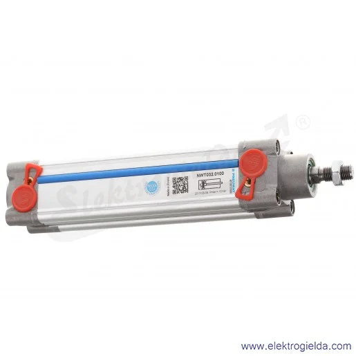Siłownik pneumatyczny na ściągach NWT032.0100, D32X100, dwustronnego działania, magnetyczny, z regulowaną amortyzacją Siłownik pneumatyczny na ściągach NWT032.0100, D32X100, dwustronnego działania, magnetyczny, z regulowaną amortyzacją