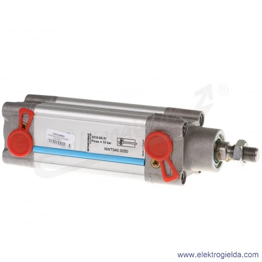 Siłownik pneumatyczny na ściągach NWT040.0050 D40X50, G1/4, dwustronnego działania, magnetyczny, z regulowaną amoryzacją Siłownik pneumatyczny na ściągach NWT040.0050 D40X50, G1/4, dwustronnego działania, magnetyczny, z regulowaną amoryzacją