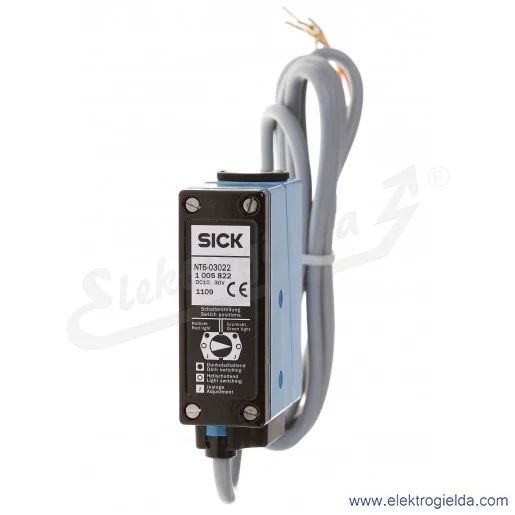 Czujnik kontrastu 1005822 NT6-03022 10..30VDC, zasięg do 9mm, długość fali 560mm, przewód 2m, IP67 Czujnik kontrastu 1005822 NT6-03022 10..30VDC, zasięg do 9mm, długość fali 560mm, przewód 2m, IP67