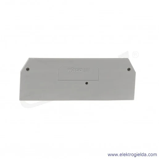 Ścianka końcowa 281-324 3P 2.5mm, wewnętrzna szara Ścianka końcowa 281-324 3P 2.5mm, wewnętrzna szara