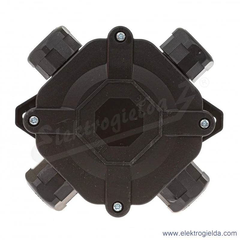 Puszka czarna F1.0173 F11 IP67 4xPG16 z zaciskami 5x4mm2 Puszka czarna F1.0173 F11 IP67 4xPG16 z zaciskami 5x4mm2