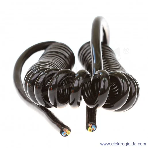 Sznur spiralny F5.0039 3x1mm2, 3mb czarny 05VVH8-F zakres pracy 350-2600mm Sznur spiralny F5.0039 3x1mm2, 3mb czarny 05VVH8-F zakres pracy 350-2600mm