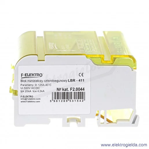 Blok rozdzielczy F2.0044 LBR-411 22x35mm2, 2x25mm2, 7x16mm2 11 otworów, 125A Blok rozdzielczy F2.0044 LBR-411 22x35mm2, 2x25mm2, 7x16mm2 11 otworów, 125A