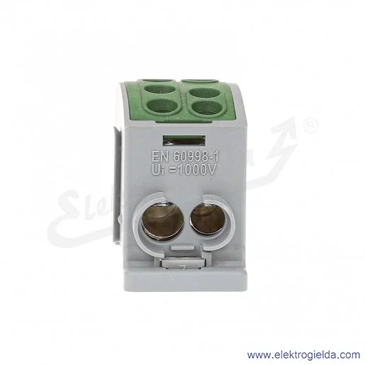 Blok rozdzielczy F2.0374 HLK125A-2 zielony zacisk 1x25, 1x35 wymiar 55x26x38mm Blok rozdzielczy F2.0374 HLK125A-2 zielony zacisk 1x25, 1x35 wymiar 55x26x38mm