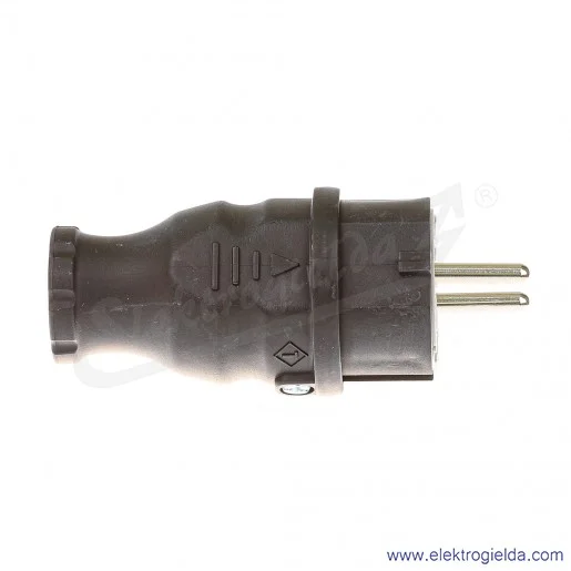 Wtyczka gumowa F6 16A/230V IP44 czarna Wtyczka gumowa F6 16A/230V IP44 czarna