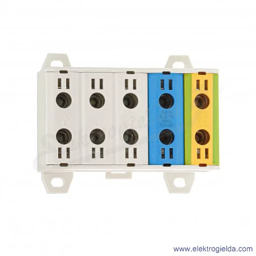 Złączka szynowa śrubowa F2.0307 LZ w korpusie ZU 5-torowa 5x35mm 3L+N+PE Złączka szynowa śrubowa F2.0307 LZ w korpusie ZU 5-torowa 5x35mm 3L+N+PE