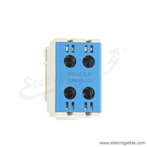 Złączka szynowa śrubowa F2.0294 LZ w korpusie ZU 2x50mm niebieska Złączka szynowa śrubowa F2.0294 LZ w korpusie ZU 2x50mm niebieska