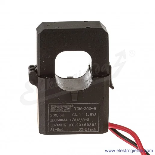 Przekładnik prądowy TOM-200-5 TOM-200-5 na kabel i szynę z otwieranym rdzeniem, moc 1.5VA, klasa 1 Przekładnik prądowy TOM-200-5 TOM-200-5 na kabel i szynę z otwieranym rdzeniem, moc 1.5VA, klasa 1