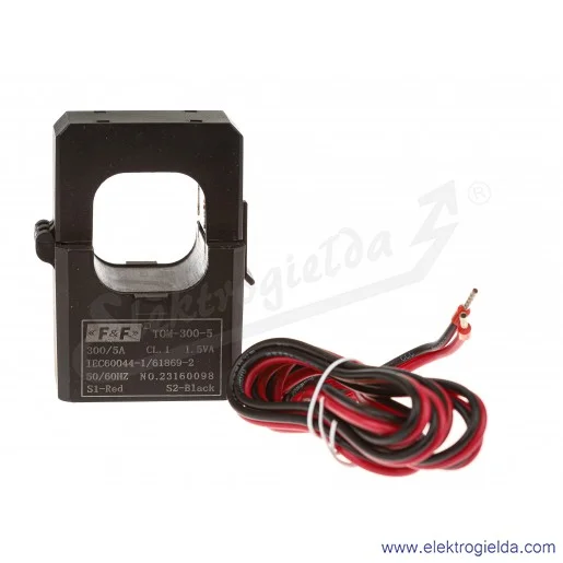 Przekładnik prądowy TOM-300-5 na kabel i szynę z otwieranym rdzeniem, moc 1.5VA, klasa 1 Przekładnik prądowy TOM-300-5 na kabel i szynę z otwieranym rdzeniem, moc 1.5VA, klasa 1