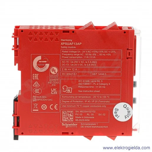 Moduł bezpieczeństwa XPSUAF13AP Preventa UAF Kat.4 24VAC/DC zaciski śrubowe Moduł bezpieczeństwa XPSUAF13AP Preventa UAF Kat.4 24VAC/DC zaciski śrubowe