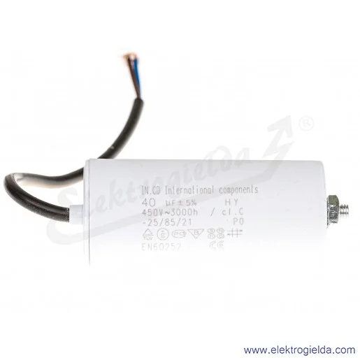 Kondensator rozruchowy 40uF 450V wyjście kablowe Kondensator rozruchowy 40uF 450V wyjście kablowe
