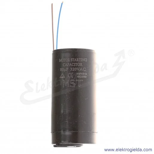 Kondensator rozruchowy 80uF 320V wyjście kablowe Kondensator rozruchowy 80uF 320V wyjście kablowe