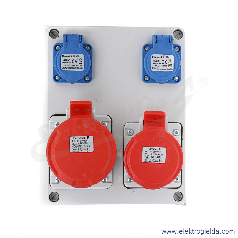 Rozdzielnica 3074.0012, RW3074, 32/5, 16/5, 2xGS, IP44, wykonanie pionowe Rozdzielnica 3074.0012, RW3074, 32/5, 16/5, 2xGS, IP44, wykonanie pionowe