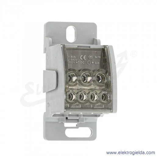 Blok rozdzielczy F2.0332 LKN80A szary 16mm/4x6mm 3x16mm wymiar 66x31x47mm Blok rozdzielczy F2.0332 LKN80A szary 16mm/4x6mm 3x16mm wymiar 66x31x47mm