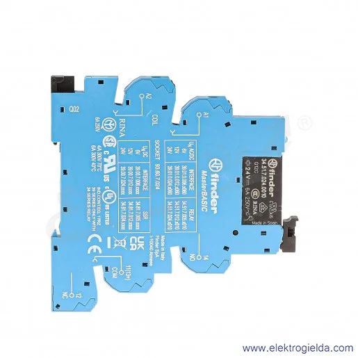 Przekaźnikowy moduł sprzęgający 39.01.0.024.0060 1P 24V AC/DC zaciski push-in 6A Przekaźnikowy moduł sprzęgający 39.01.0.024.0060 1P 24V AC/DC zaciski push-in 6A