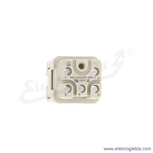 Wkład złącza 09120053101 Han Q 5/0 Q5/0-F 5P+PE żeński, 16A Wkład złącza 09120053101 Han Q 5/0 Q5/0-F 5P+PE żeński, 16A