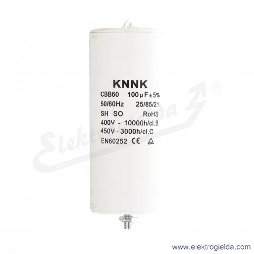 Kondensator rozruchowy 100uF 450V wyjście kablowe Kondensator rozruchowy 100uF 450V wyjście kablowe